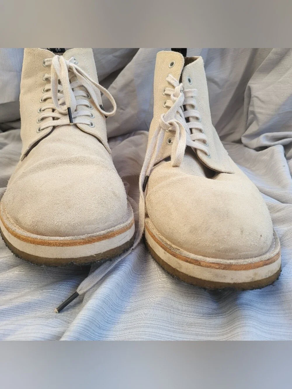 Allsaints Mathis Men's Size 45 Suede Lace-Up Desert Boots in Light Beige